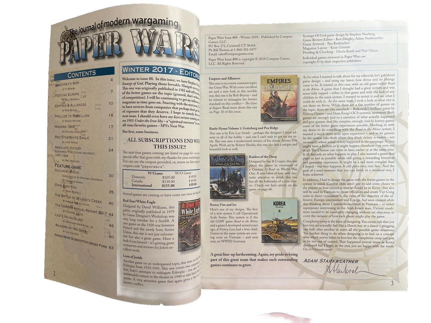 Vintage Historical Compass Paper Wars Magazine #88 Winter 2018 - Scourge of God