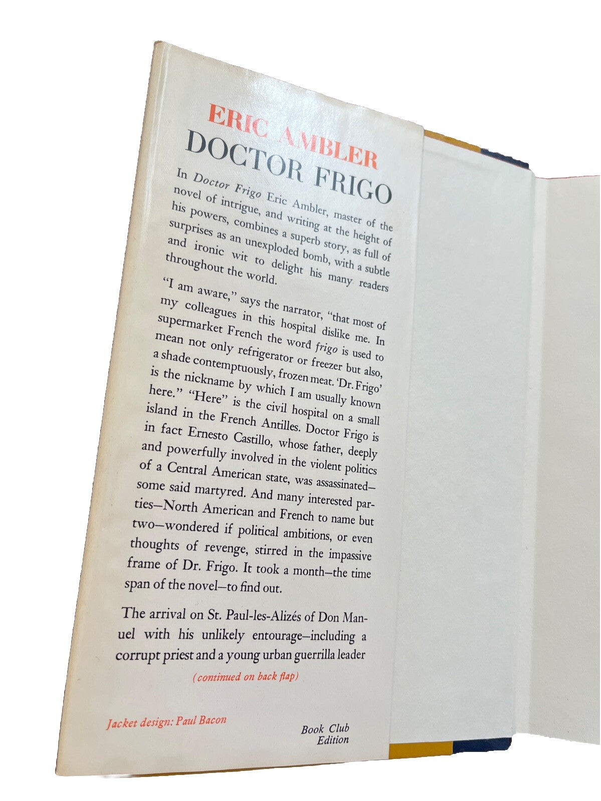 A Novel Doctor Frigo By Eric Ambler 1974