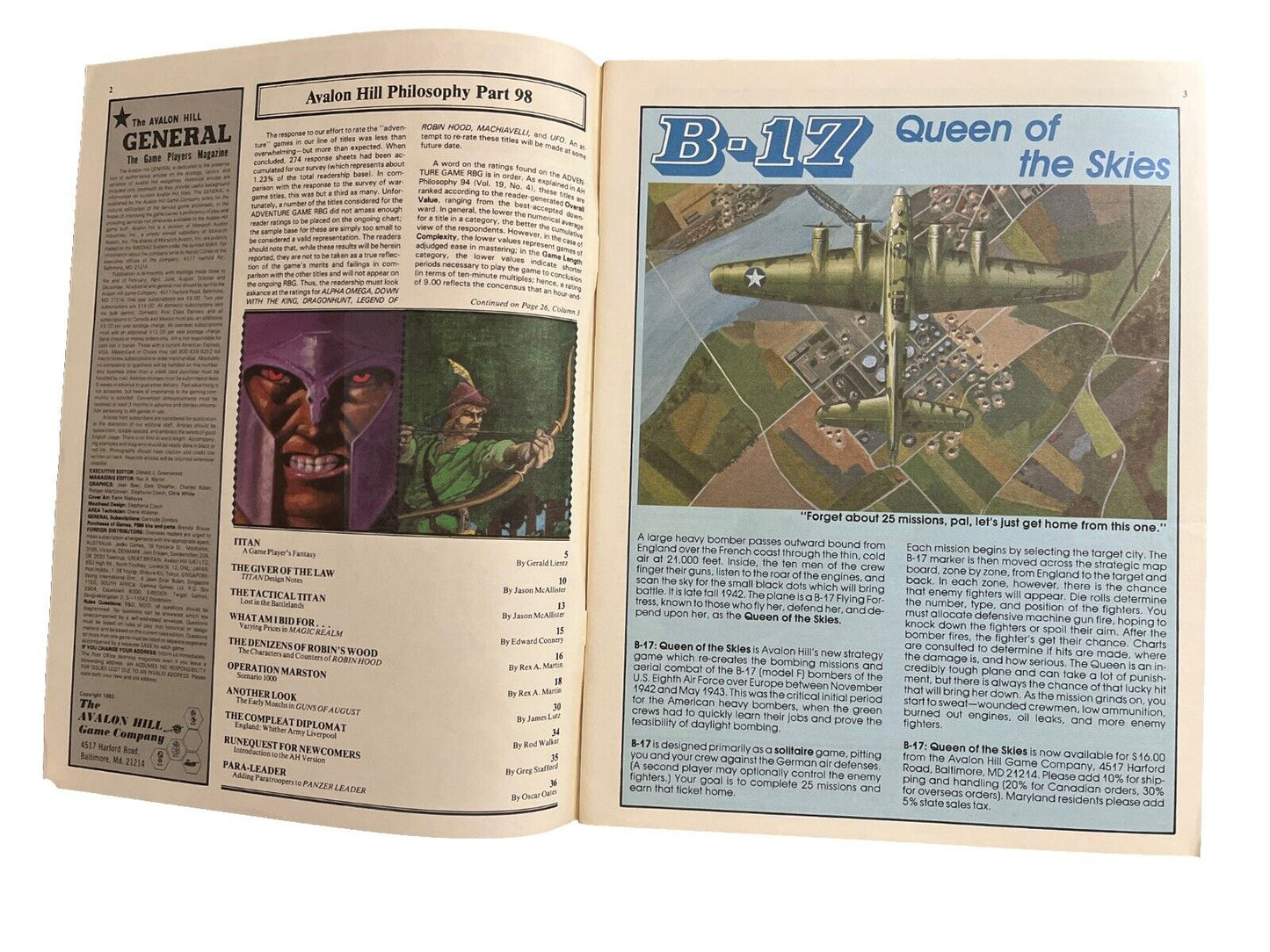 July-Aug 1983 Avalon Hill General Collectable Tabletop Games Magazine Vol 20 #2