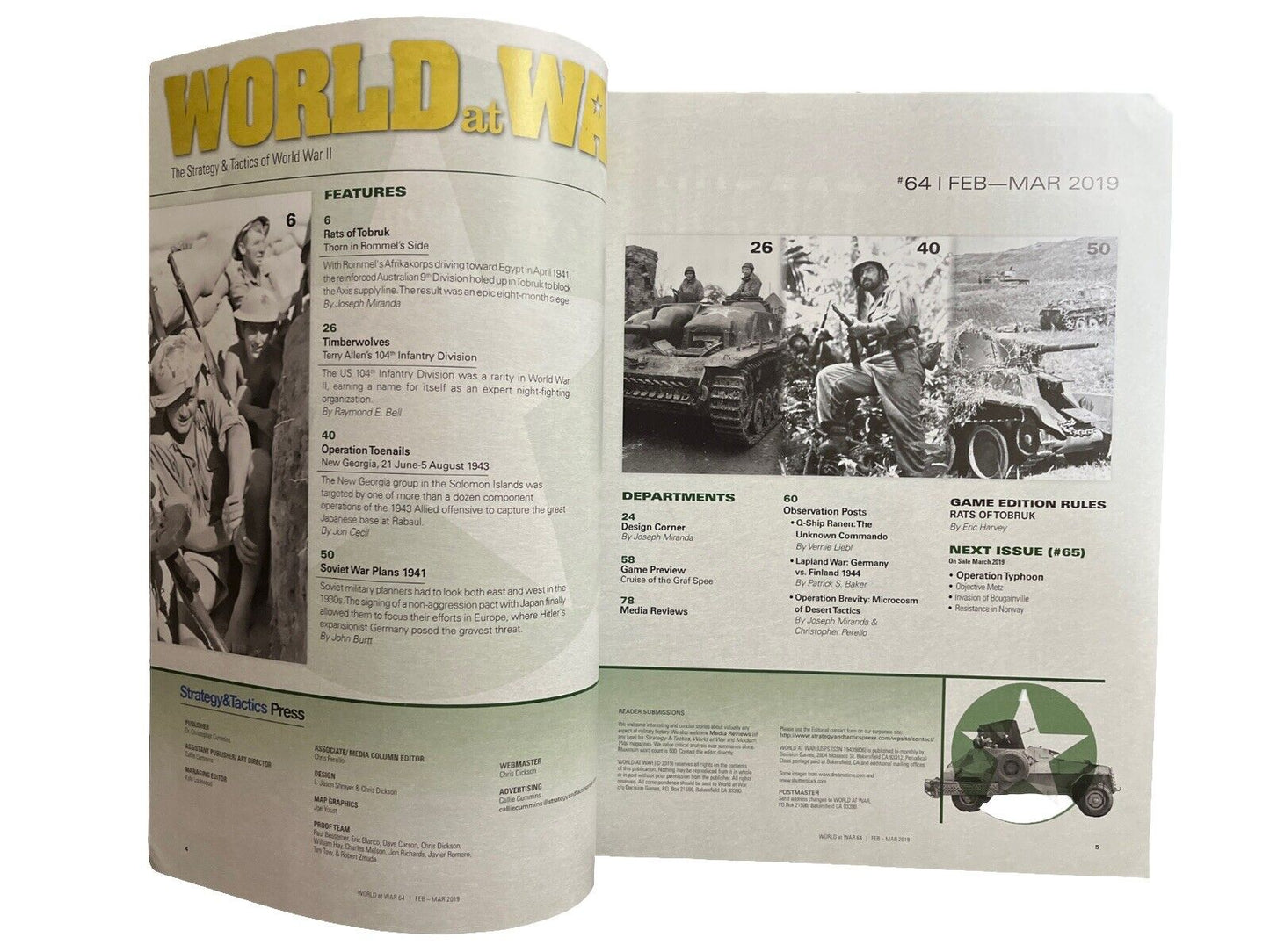 World At War Magazine #64 With Historical Game -Rats of Tobruk North Africa 1941