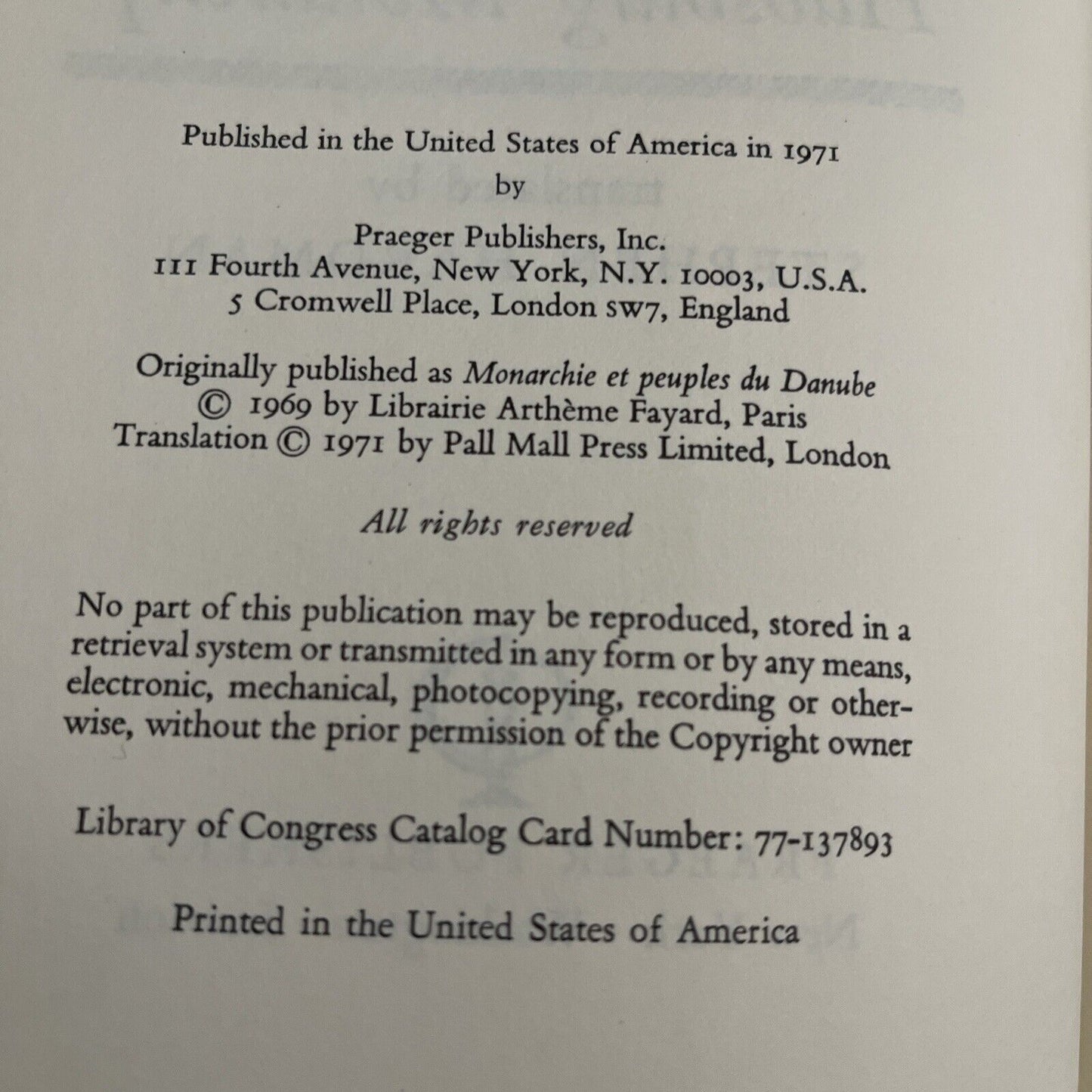 Victor-L. Tapie THE RISE AND FALL OF THE HABSBURG MONARCHY 1st Edition