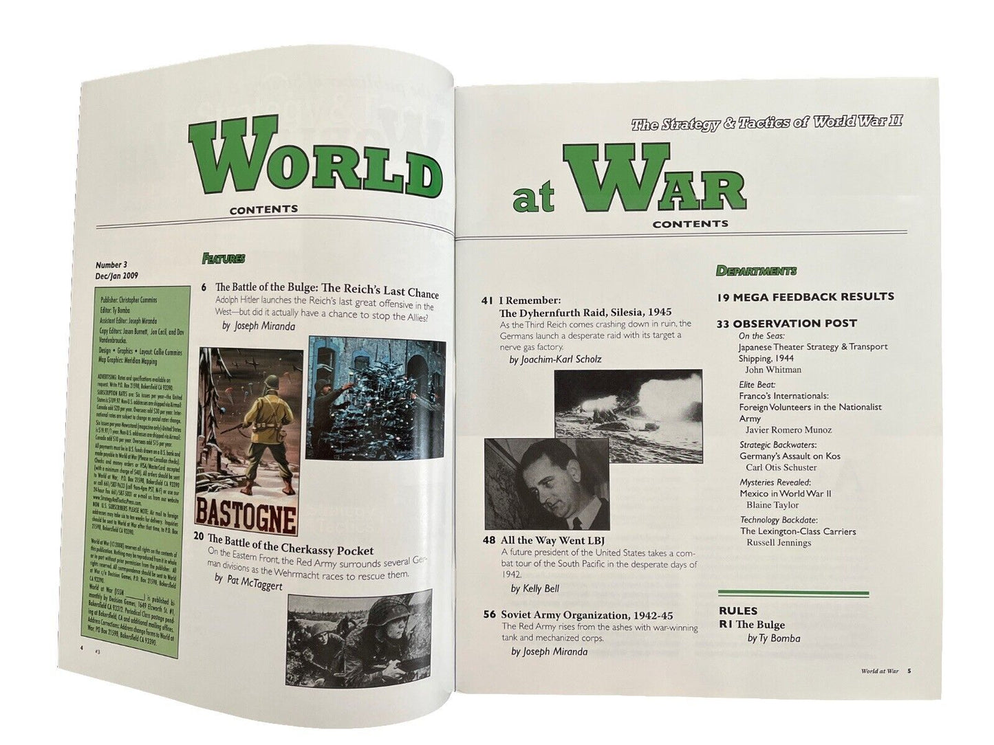 World At War Magazine #3 With Military History Board Game - The Bulge