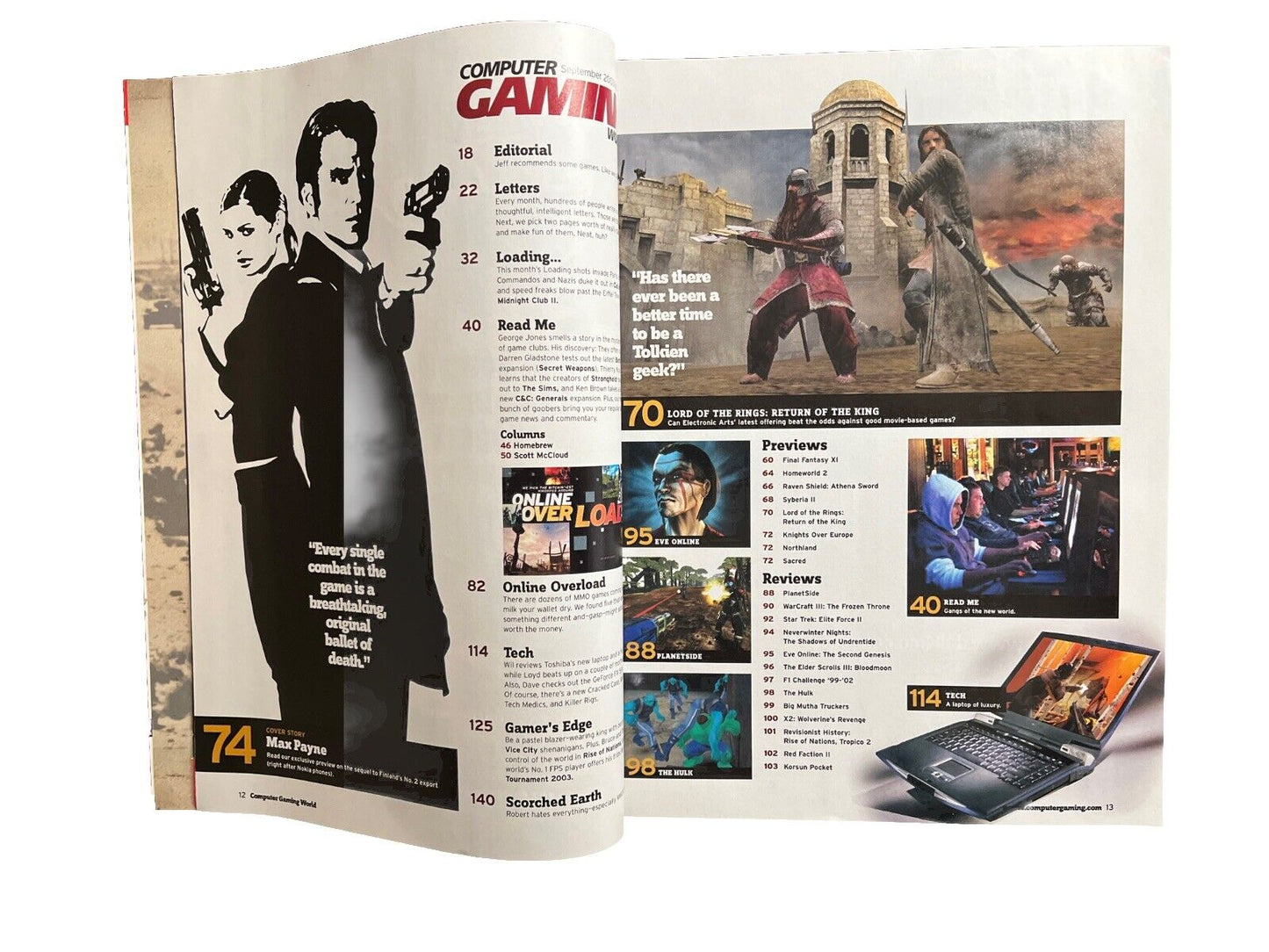Vintage COMPUTER GAMING WORLD Video Game Magazine September 2003 Max Payne 2
