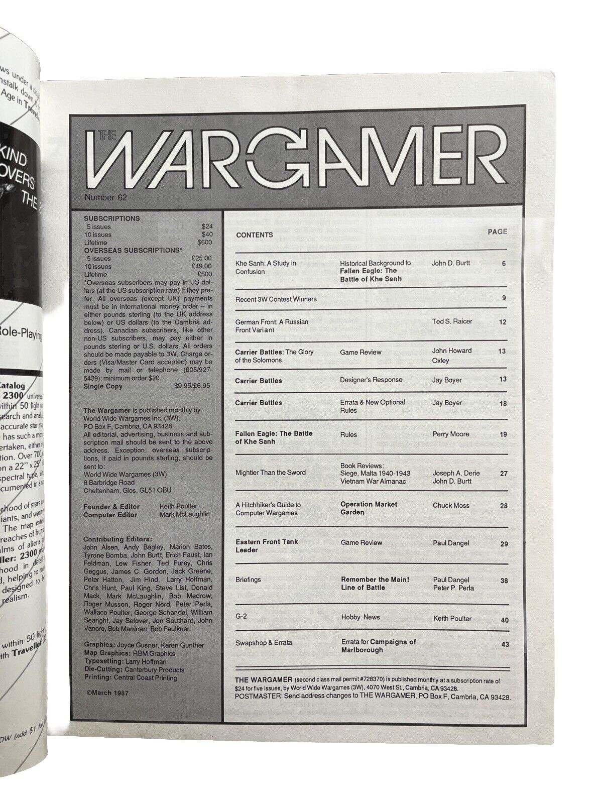 The WARGAMER Magazine #62 Fallen Eagle The Battle Of Khe Sanh Vietnam 1968