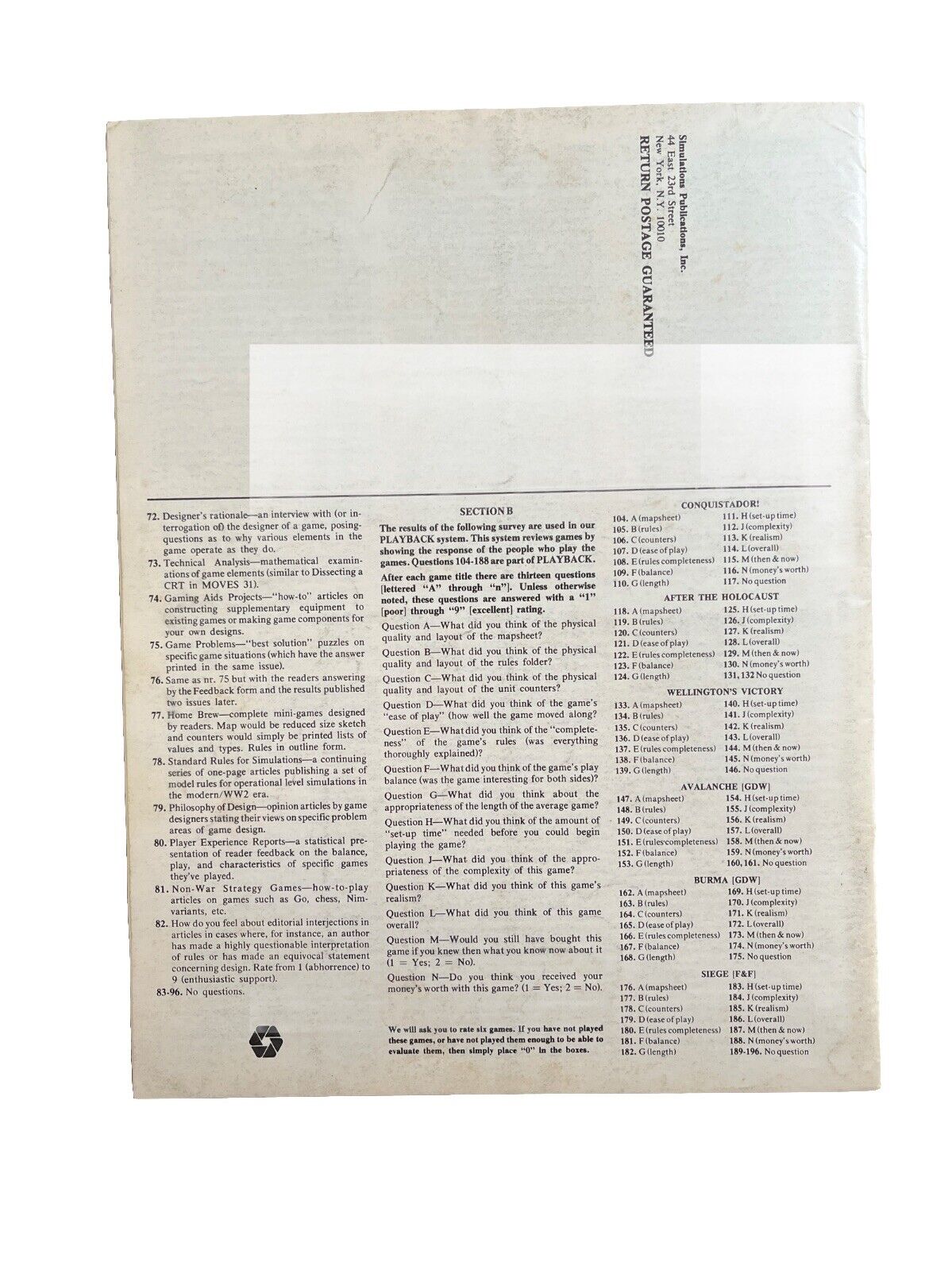 Antique Paper SPI MOVES Magazine #32 April-May 1977 Tabletop RPG Wargames