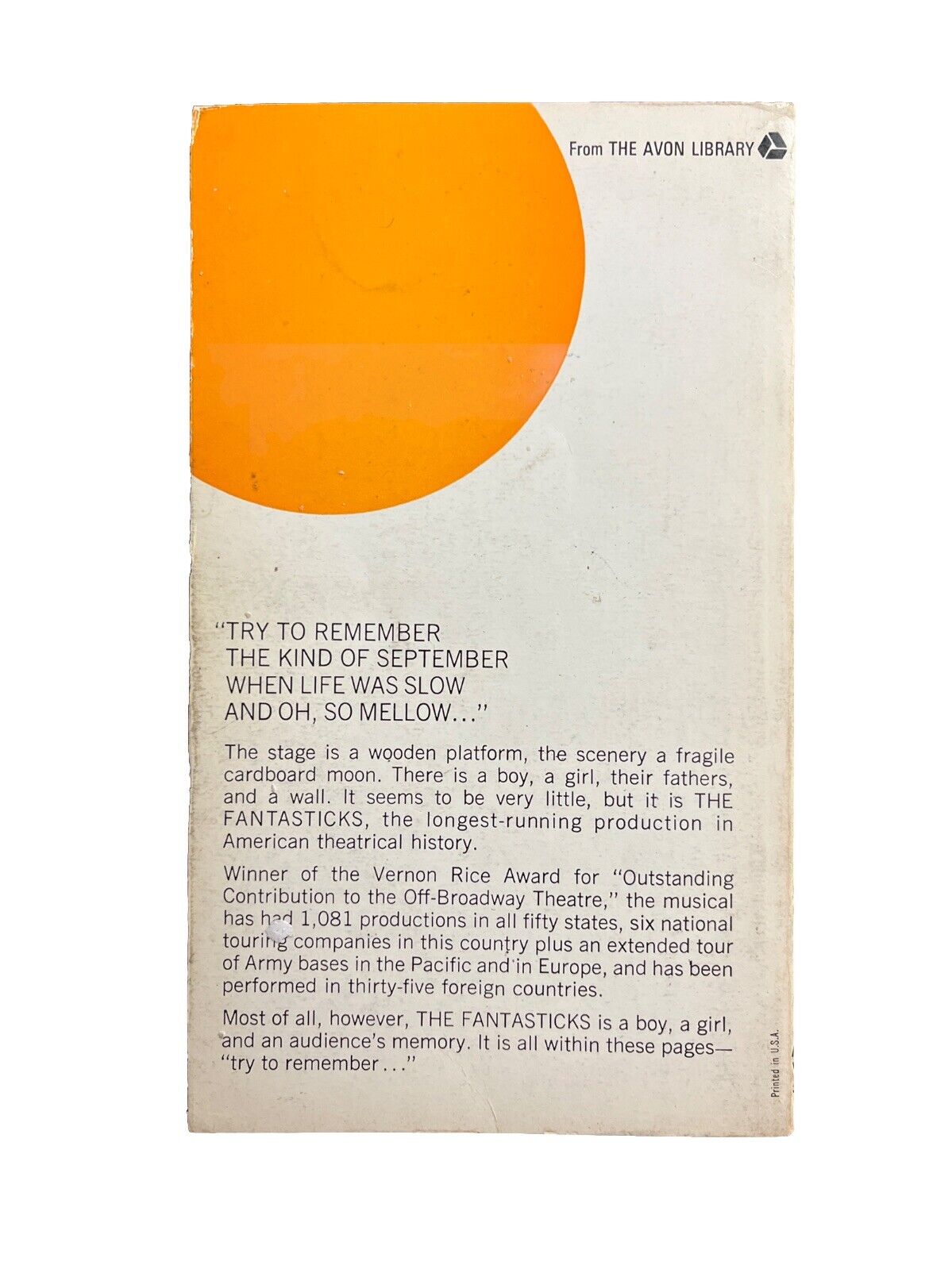 1964 The Fantasticks By Tom Jones And Harvey Schmidt Musical Play Scripts Book
