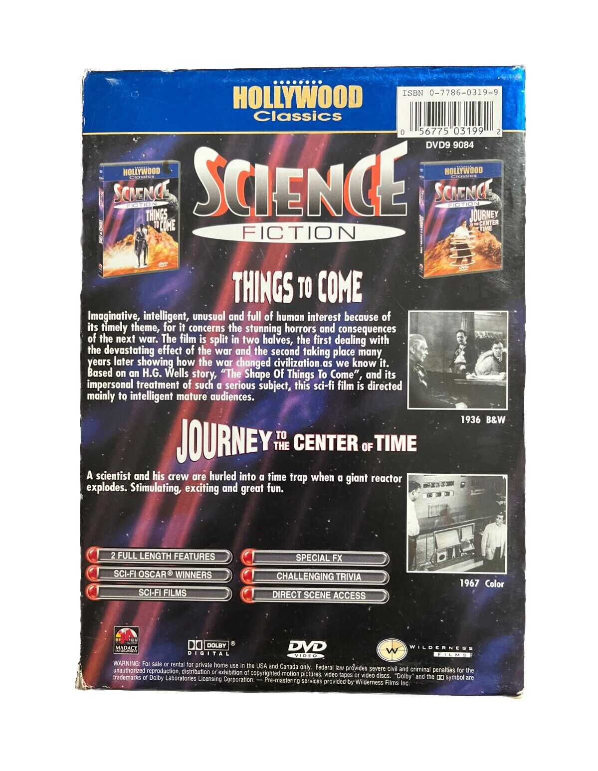 Classic Science Fiction Movie Things To Come Journey To The Center Of Time 2 DVD