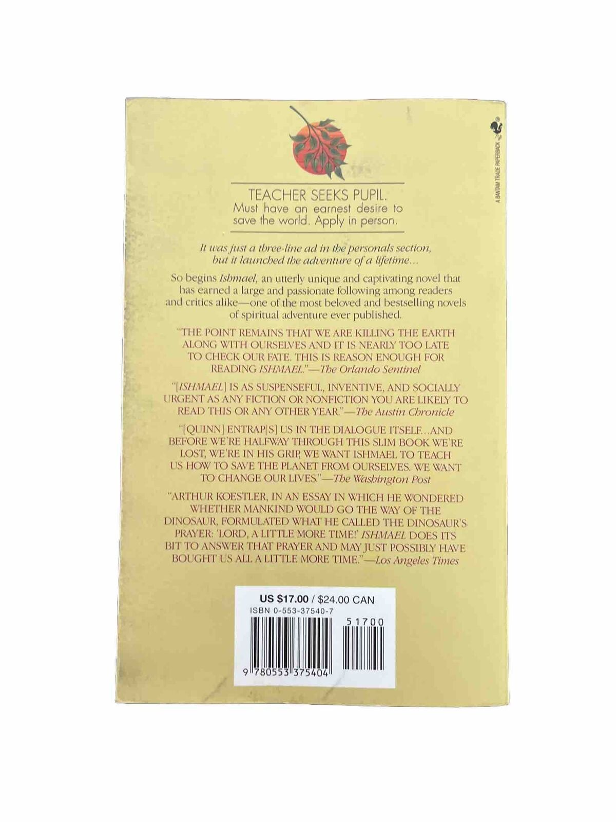 Ishmael An Adventure Of The Mind And Spirit Novel By Daniel Quinn Award Winning