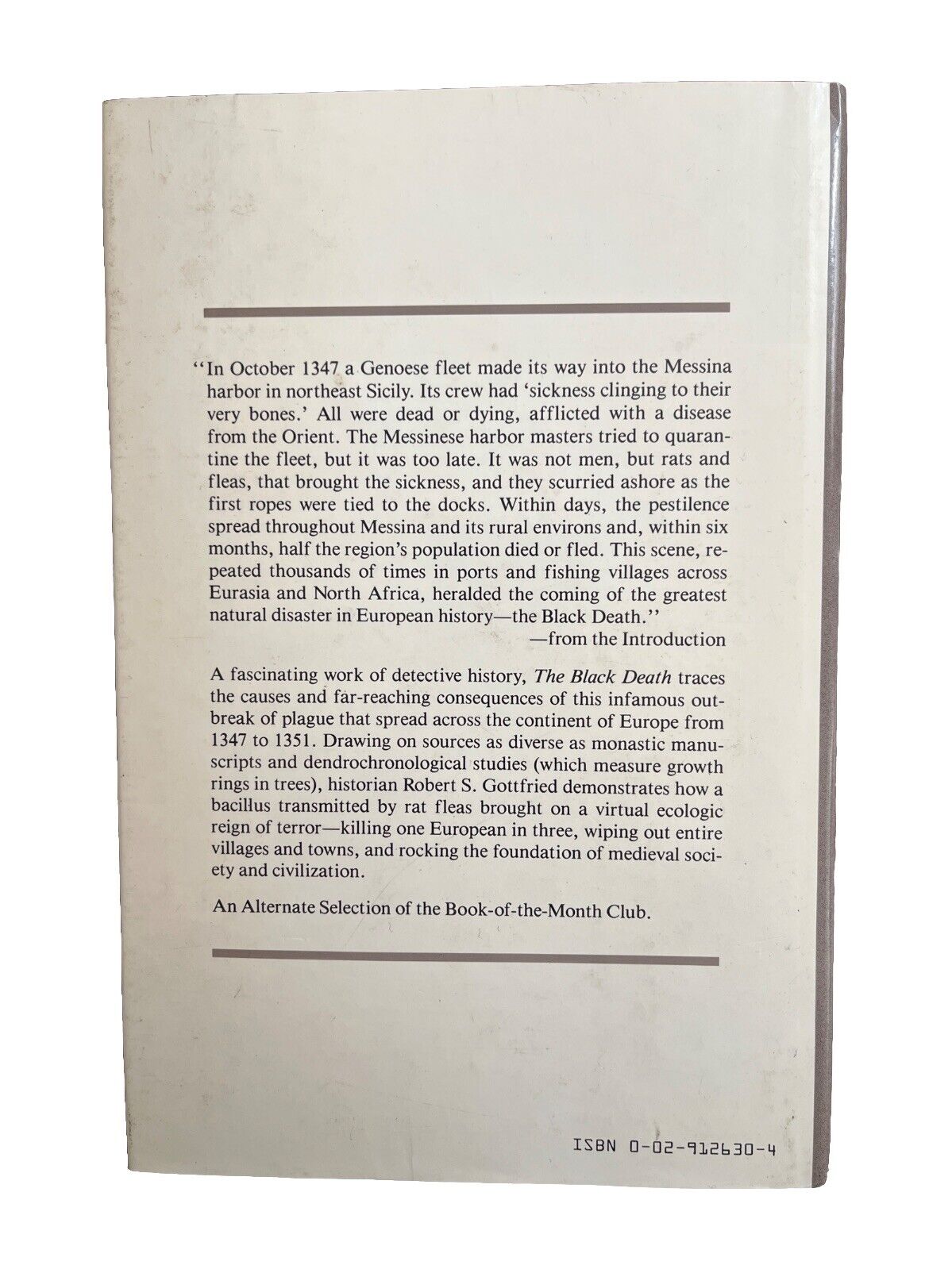 The Black Death : Natural and Human Disaster in Medieval Europe by R. Gottfried