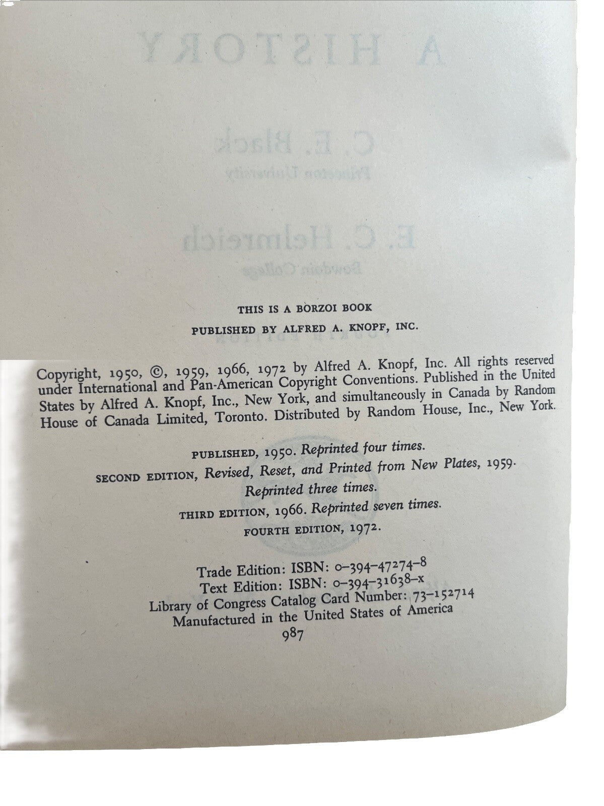 A history of the twentieth century Book By C.E.Black E.C.Helmreich
