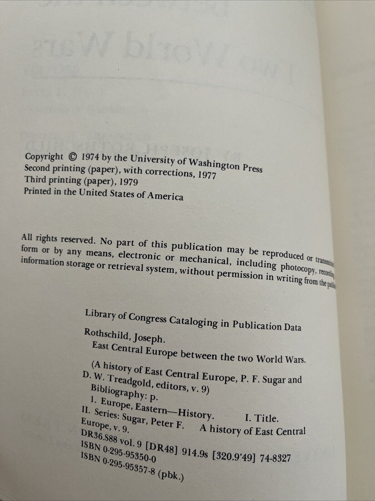 Classic History Book East Central Europe Between the Two WW By Joseph Rothschild