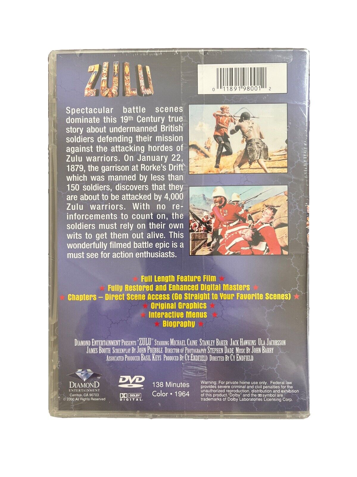 Classic War Movie ZULU: Widescreen Edition; Michael Caine Stanley Baker