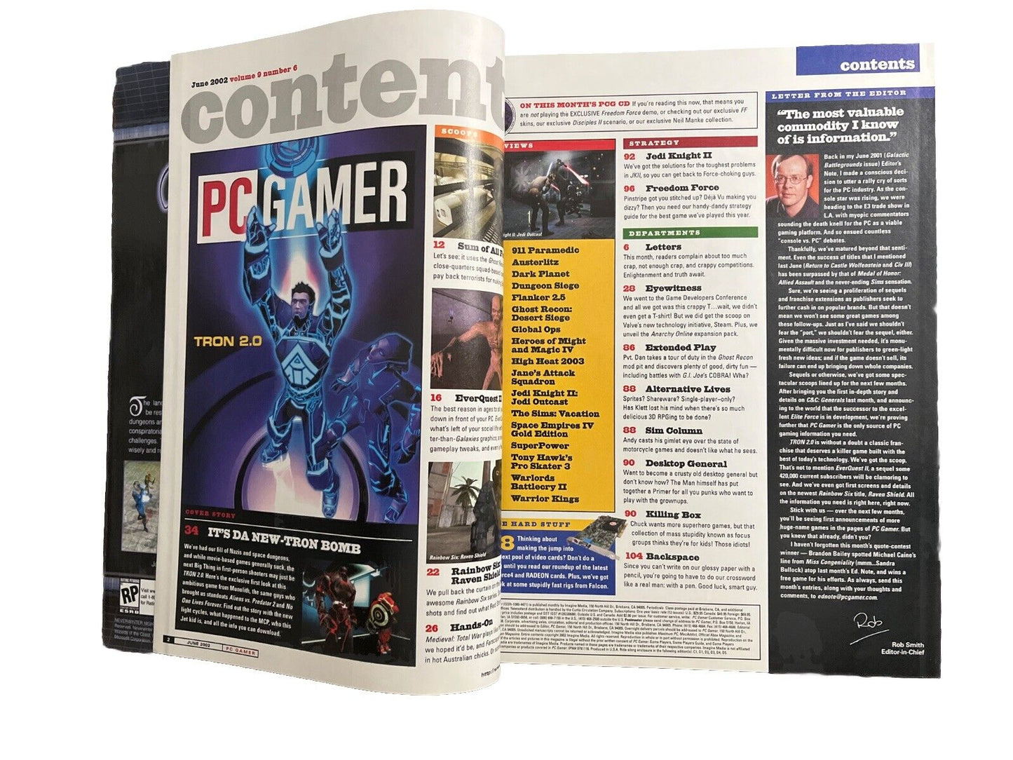 #98 PC Gamer Vintage Video Magazine June 2002 Vol 9 No 6 Everquest II, Tron 2.0