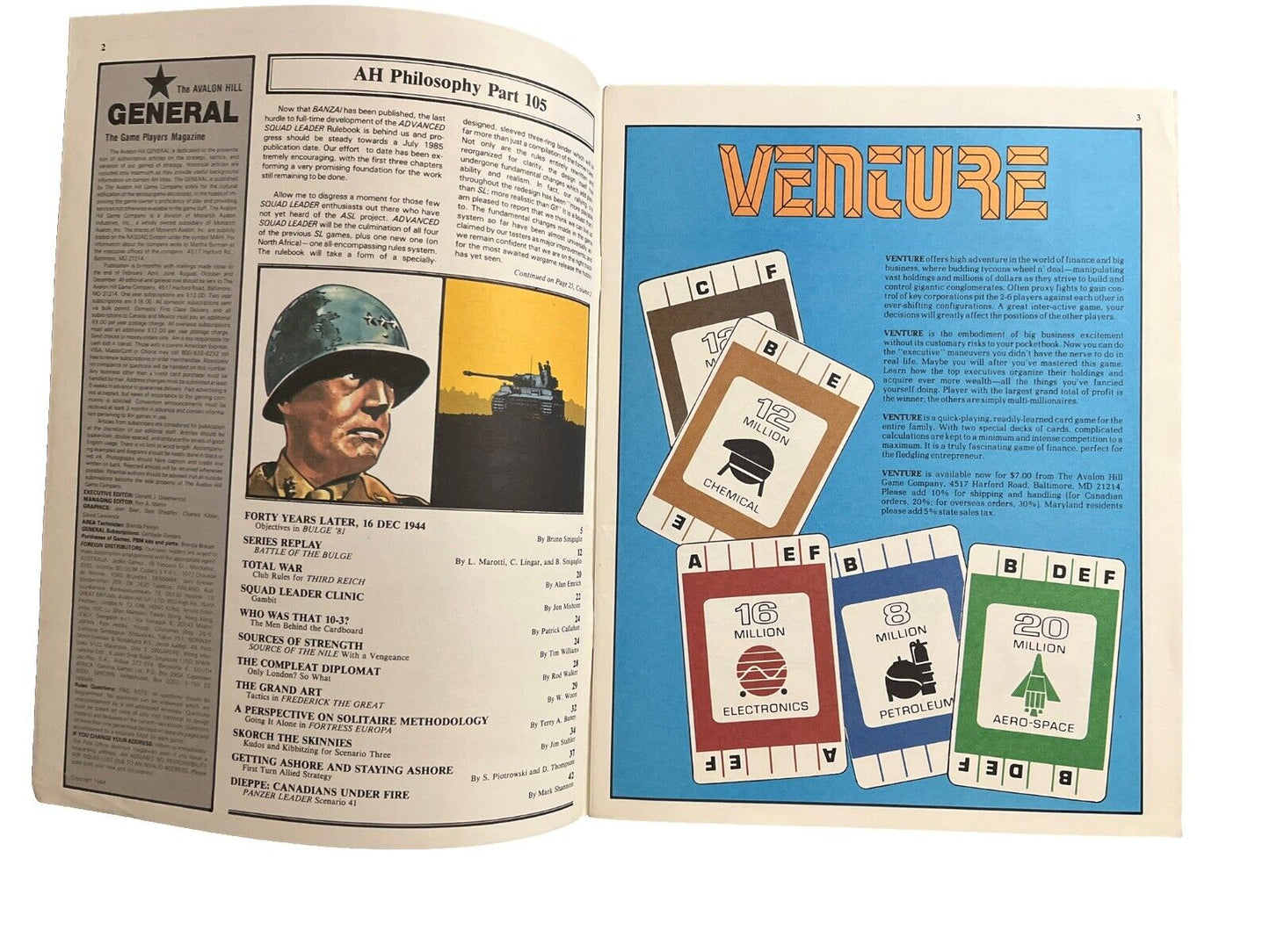 The Avalon Hill General Collectable Vintage Board Game Magazine Vol. 21 #3