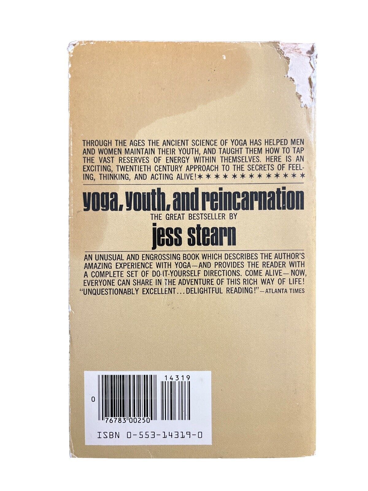 Yoga Youth and Reincarnation by Jess Stearn 1976 Vintage Paperback Book