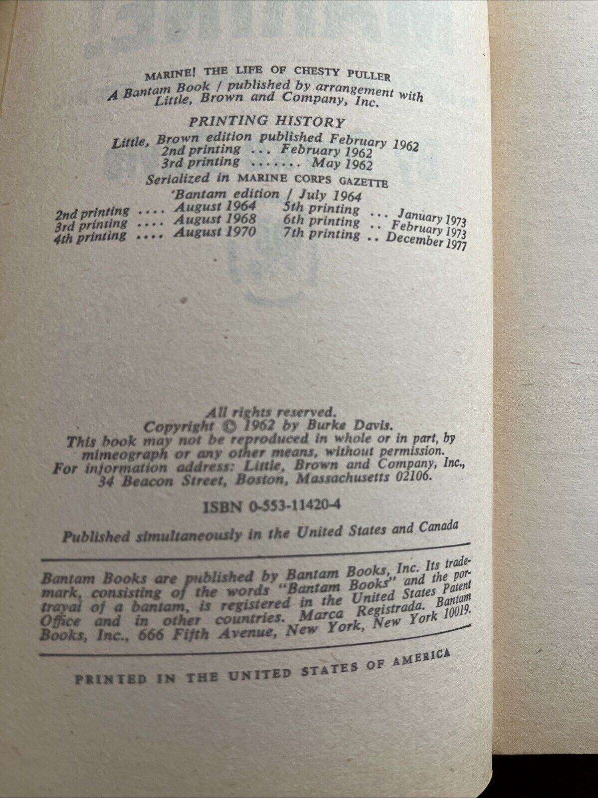 Marine! by Burke Davis Vintage Military History Story Book Chesty Puller