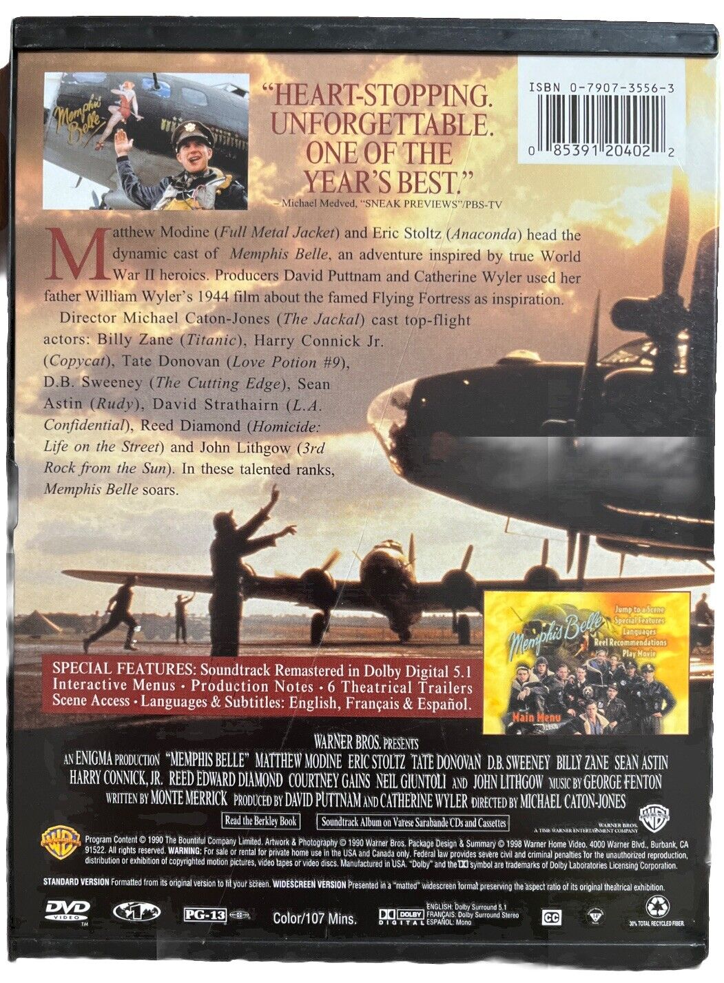 Vintage Collectable World War II Movie Memphis Belle (DVD, 1998)