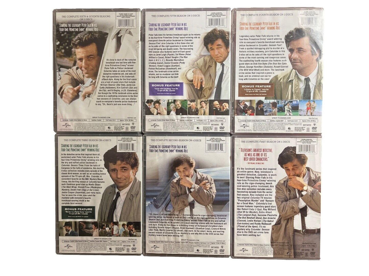 Vintage Classic Collectable Detective TV Show Columbo: Season 1-7 DVD Sets