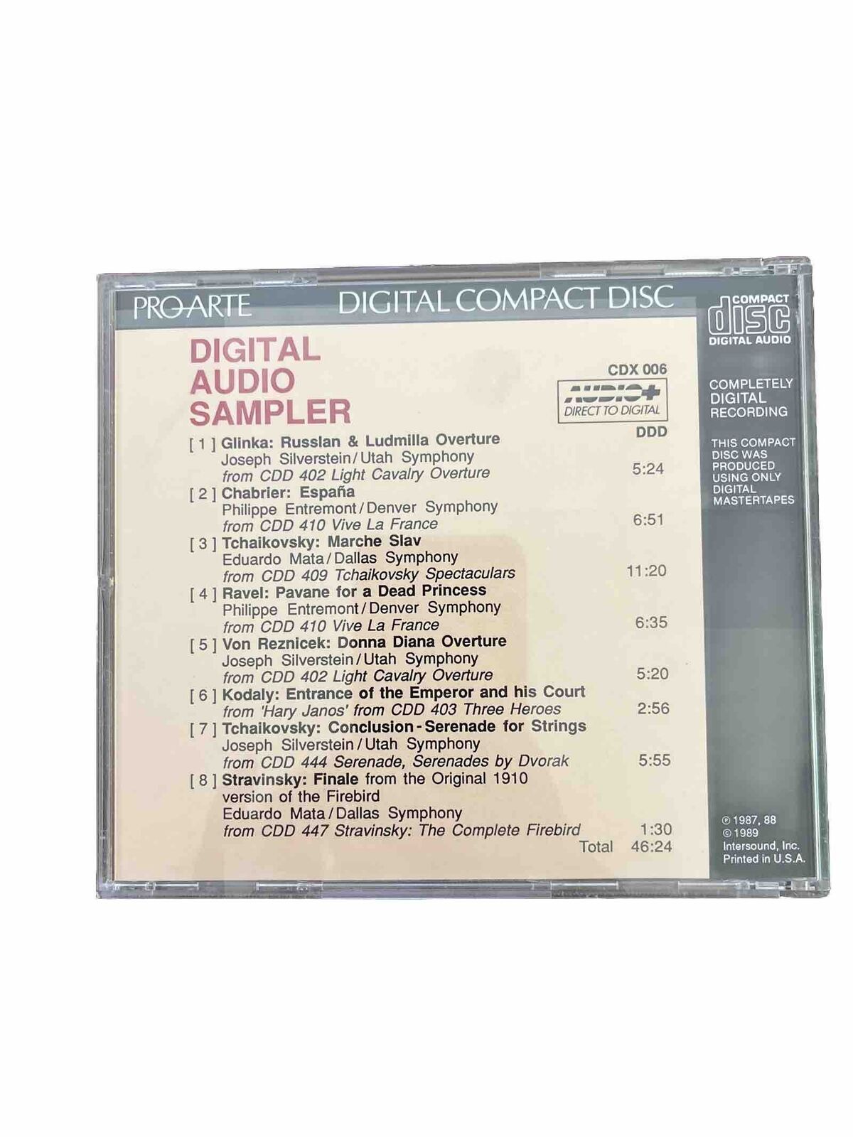 Various Artists CD-Pro Arte 1989 direct to Digital Classical Sampler Like New