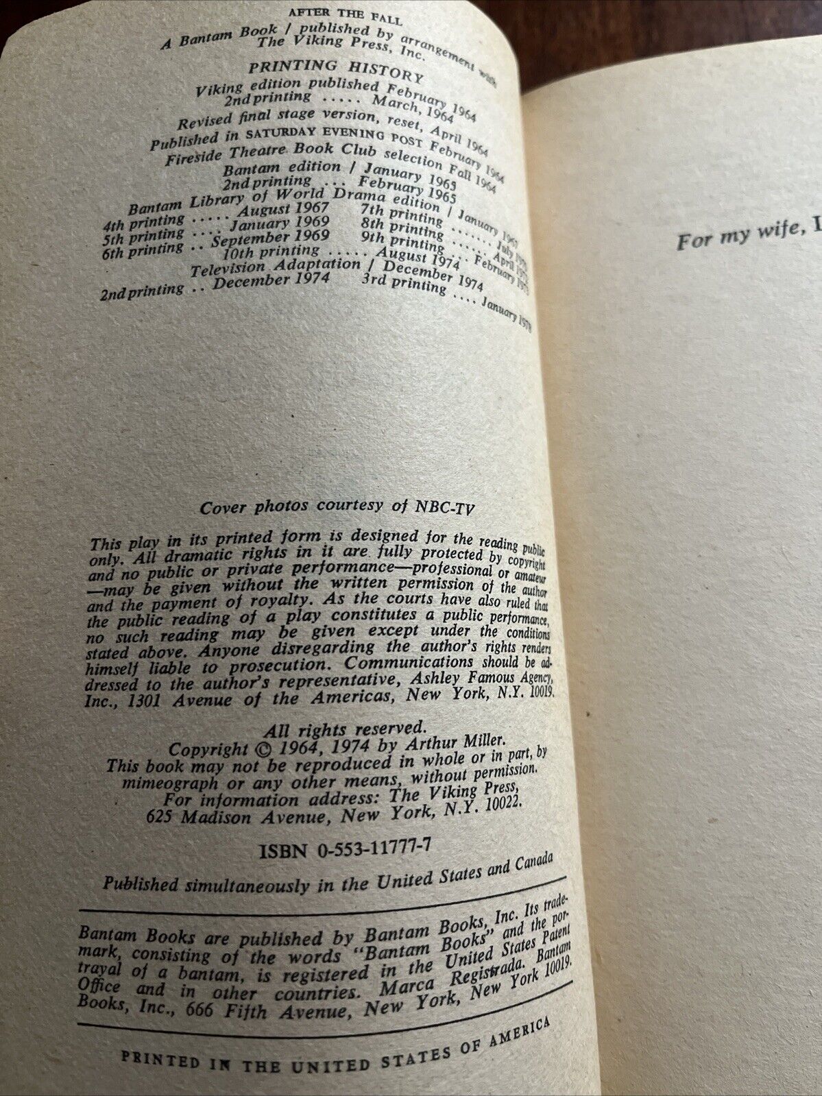 Classic Collectable Drama Plays Arthur Miller AFTER THE FALL By The Crucible