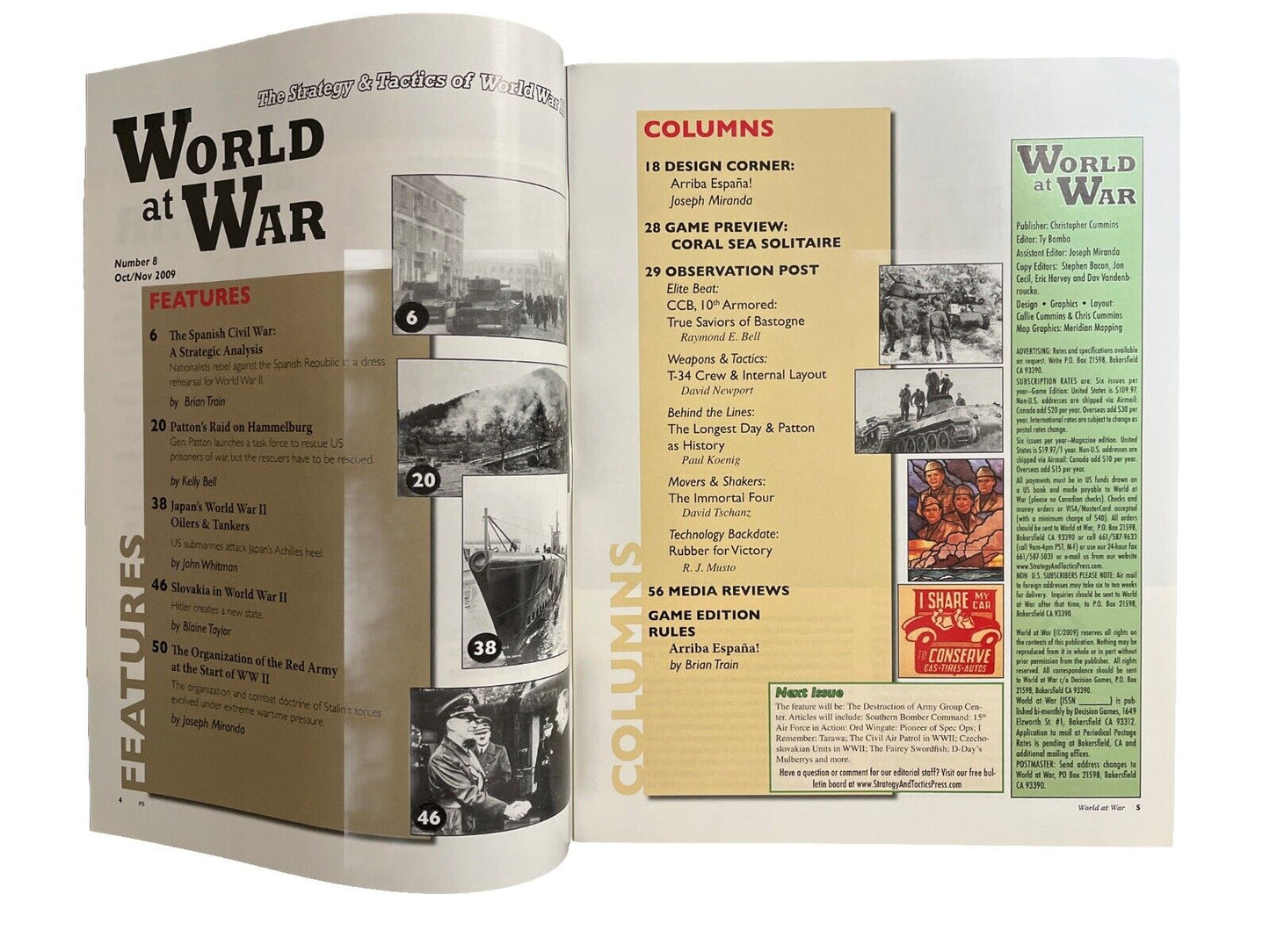 World at War Game Magazine With Complete Game #8 Oct-Nov 2009 - Arriba Espana!