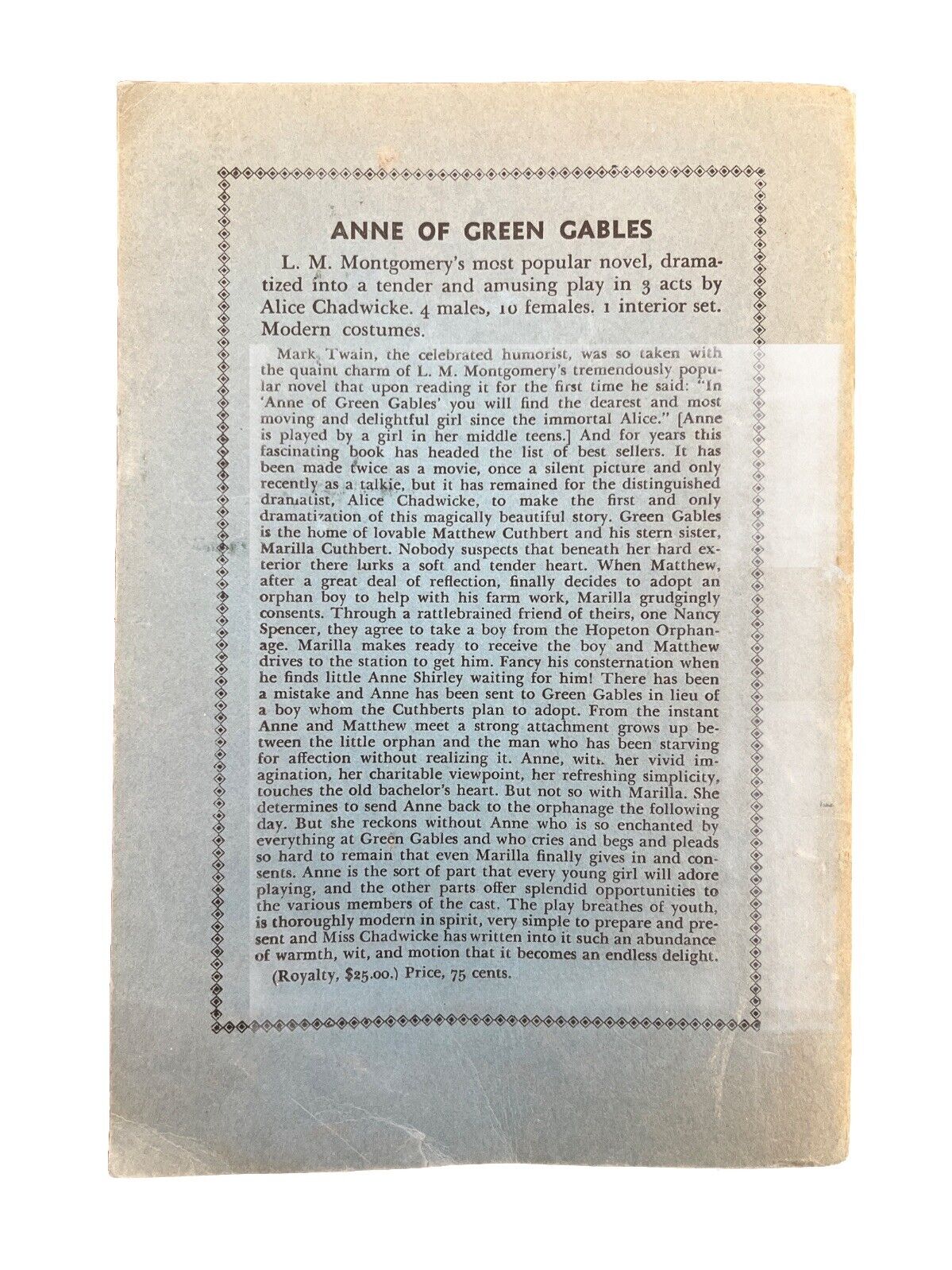 Play Book ONE MAD NIGHT A Mystery Farce in Three Acts By James Reach