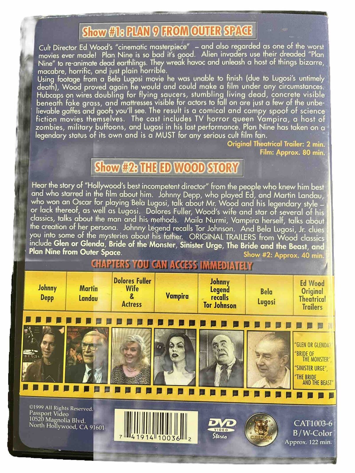 Plan 9 From Outer Space DVD Bela Legosi Vampira Bonus The Ed Wood Story