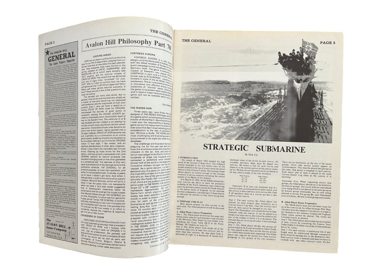The Avalon Hill General Vintage Magazine Vol. 15 #4 - Strategic Submarine