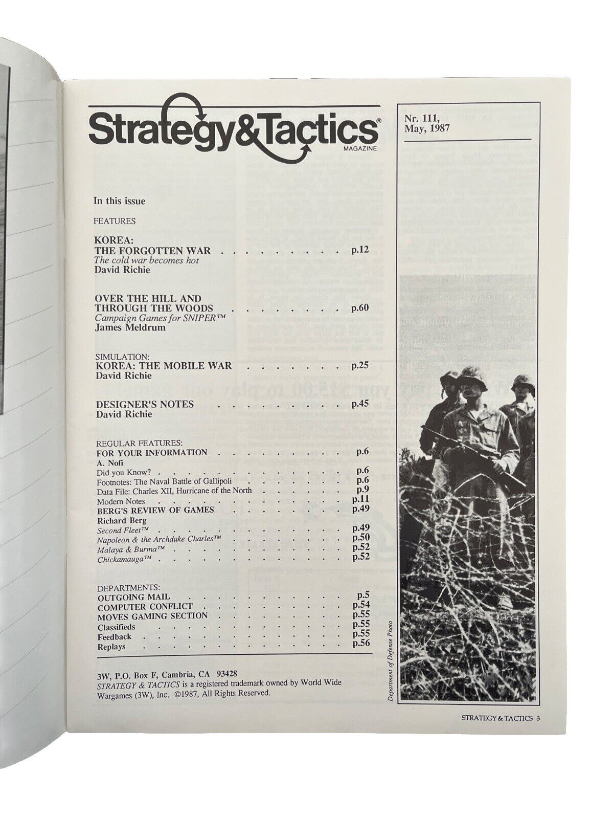 Vintage Strategy & Tactics Historical Wargame Magazine #111 Korea The Mobile War