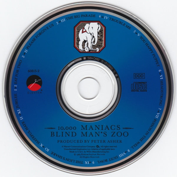 10,000 Maniacs – Blind Man's Zoo Used CD Stores Folk Rock 1989 US (CD, Album)