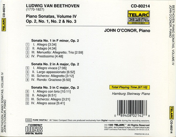 Beethoven* - John O'Conor – Piano Sonatas, Volume IV (Op. 2, Nos. 1-3) Classical Used CD Shop