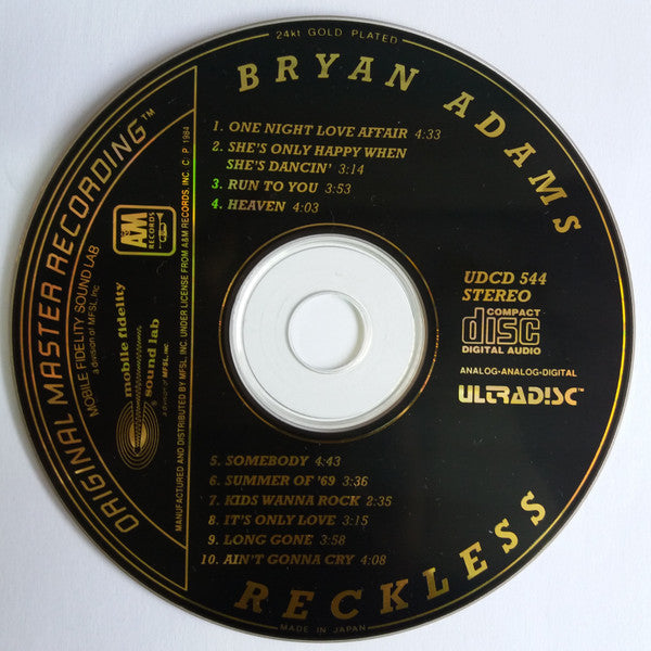 Bryan Adams – Reckless Used CD Pop Rock 1991 Japan