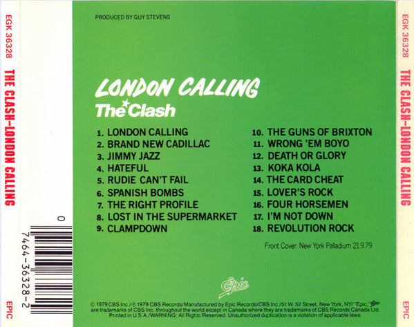 The Clash – London Calling Punk Music Used CD Shop