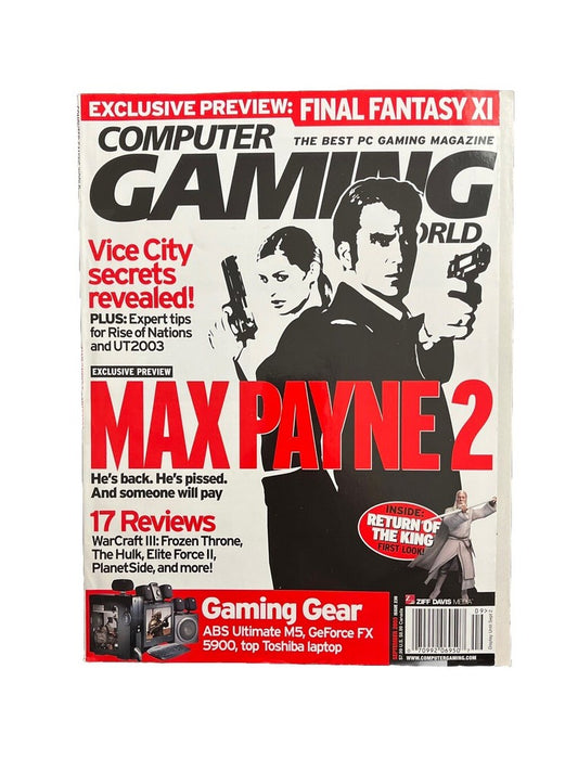 Vintage COMPUTER GAMING WORLD Video Game Magazine September 2003 Max Payne 2