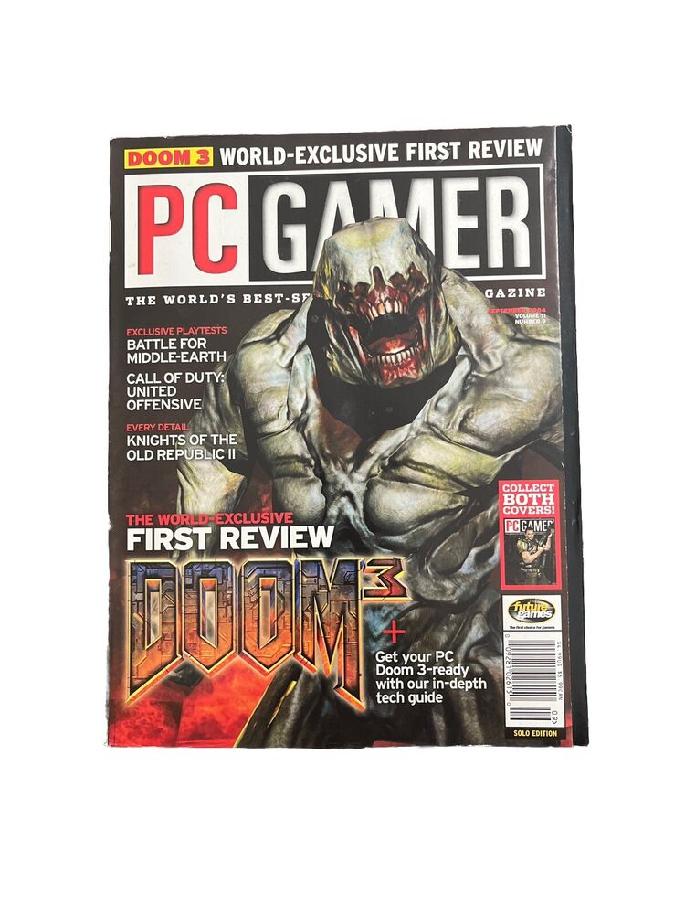 September 2004 #127 PC Gamer Antique Video Game Magazine-First Review DOOM 3