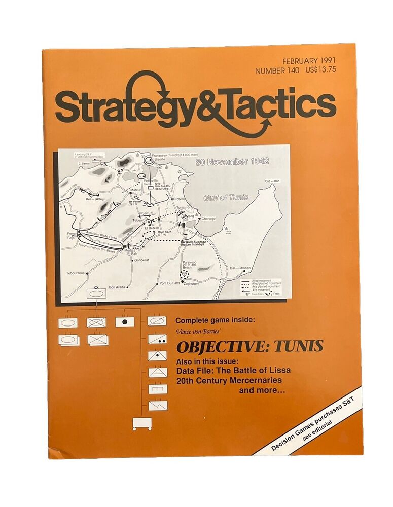 Strategy & Tactics Wargame Magazine #140 With Board Game - Objective: Tunis