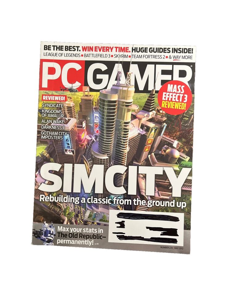 MAY 2012 PC GAMER Vintage video game magazine - SIMCITY #226