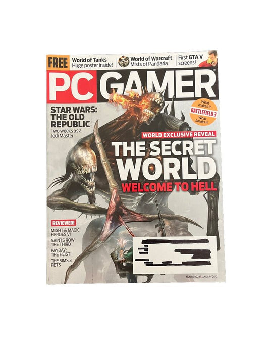 JANUARY 2012 PC GAMER #222 Antique Computer video game magazine - SECRET WORLD