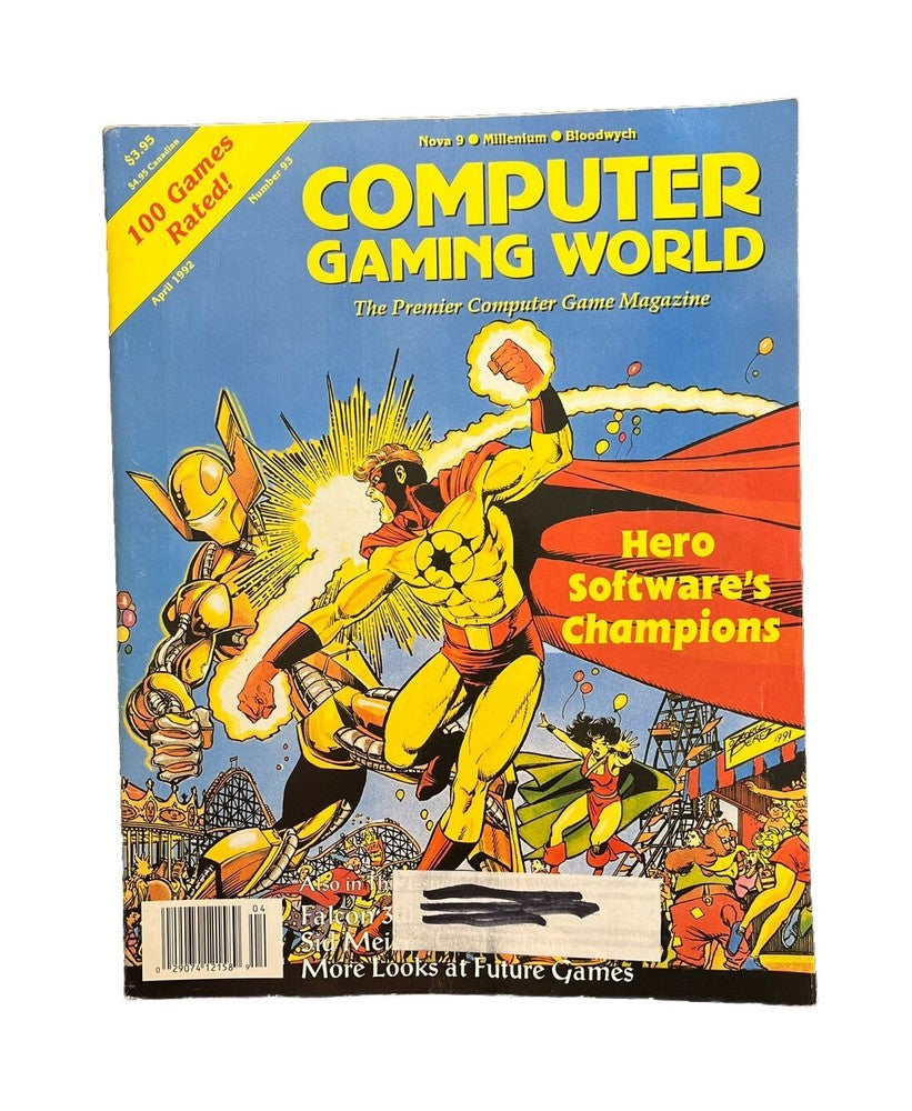 Computer Gaming World PC Game Magazine #93 April 1992 Hero Software’s Champions