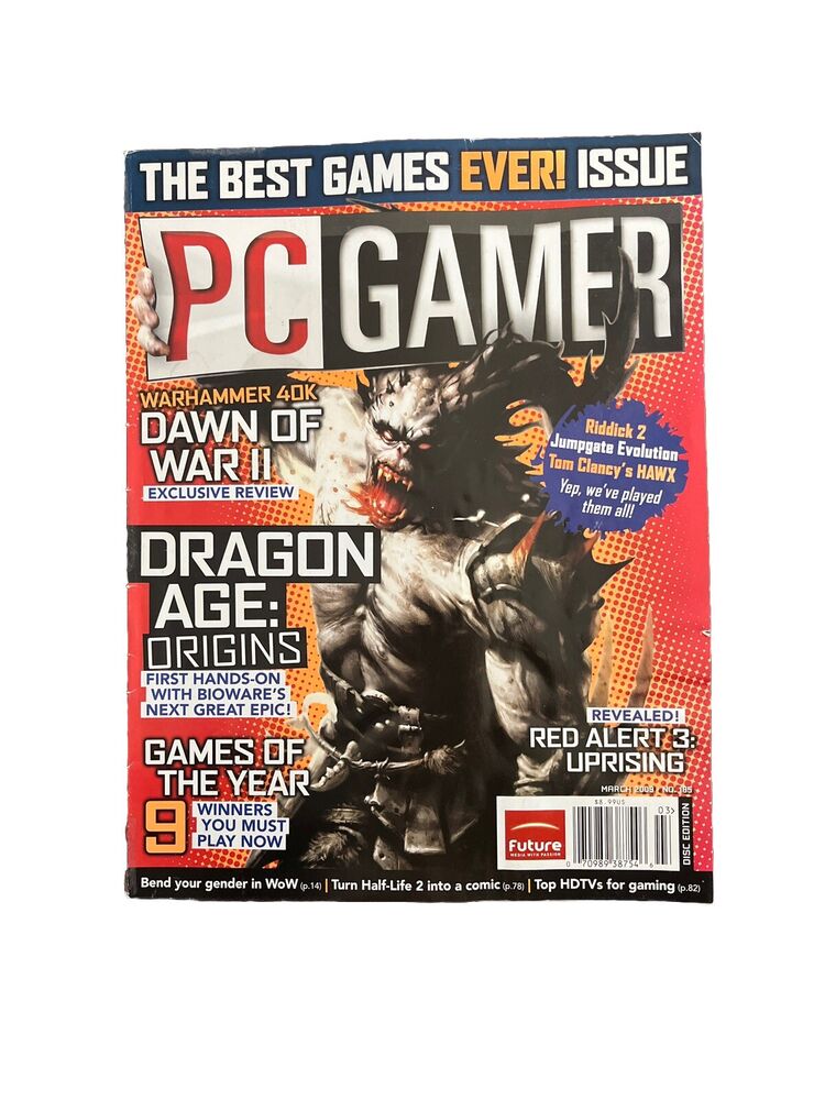 Dragon Age Origins PC Gamer Video Game magazine #185 March 2009 - Demo Disc