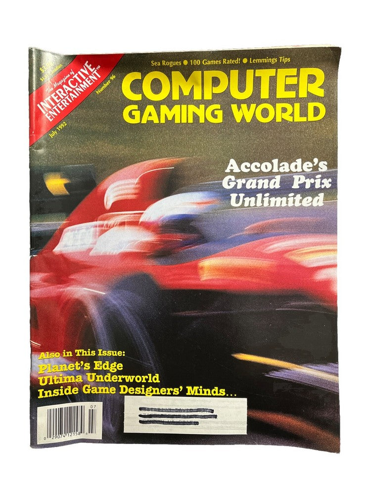 Computer Gaming World Strategy Magazine #96 Accolade’s Grand Prix Unlimited