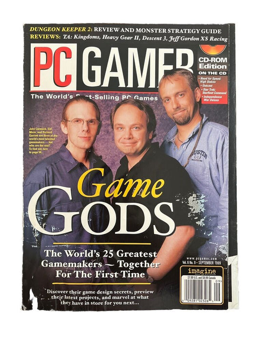 Collectable Vintage PC GAMER Magazine Vol.6 No.9 September 1999 - Game Gods