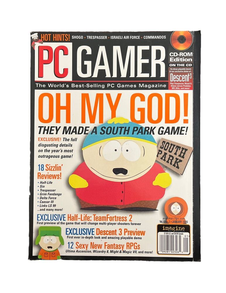 Vintage Collectable PC GAMER Magazine Vol.6 No.1 January 1999 - South Park Game