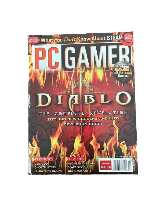 October 2008 PC Gamer #179 Antique Computer Video Game Magazine Diablo