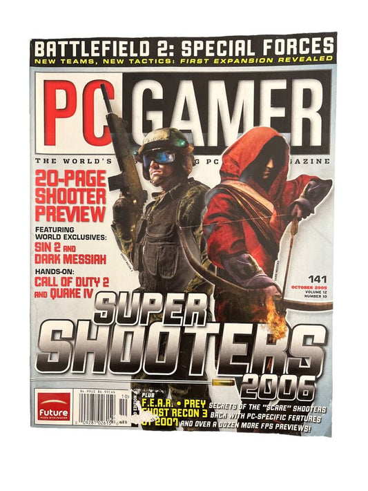 OCTOBER 2005 PC GAMER #141 Vintage video game magazine - SUPER SHOOTERS