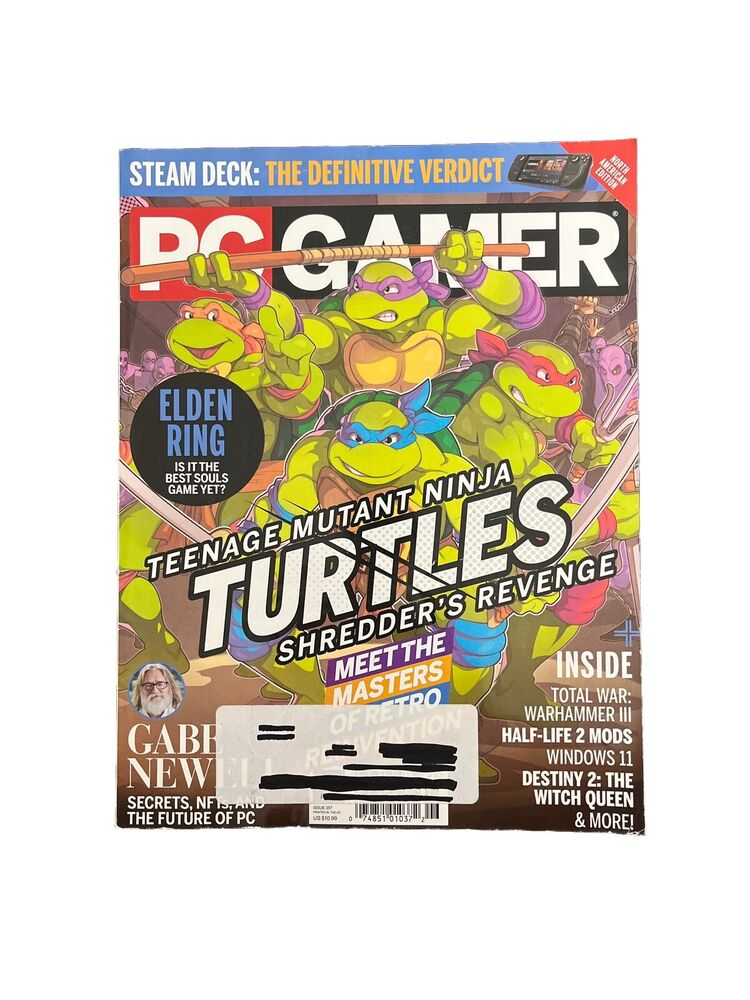 June 2022#357 PC Gamer Computer Video Game Magazine Teenage Mutant Ninja Turtles