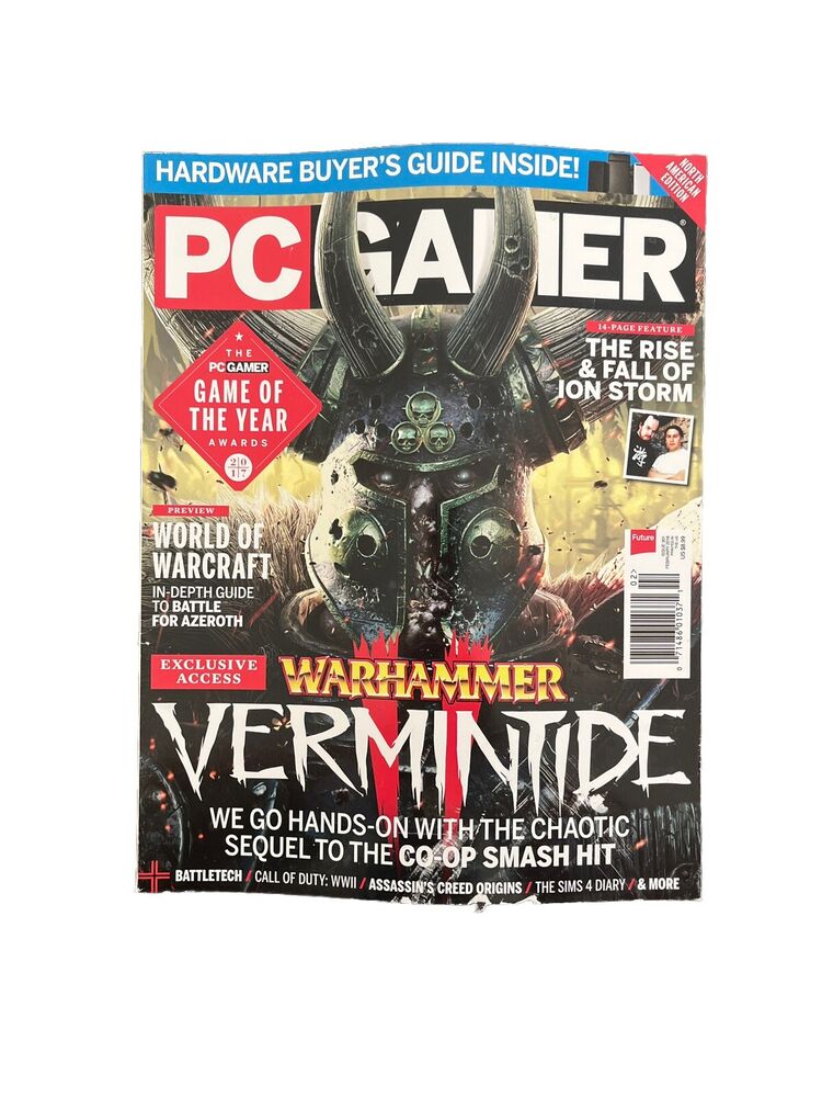 PC GAMER #301 Warhammer Vermintide February 2018 Video Game Magazine