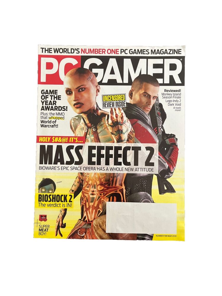 March 2010 PC GAMER #198 Computer Video Game Magazine -Mass Effect 2 - Demo Disc