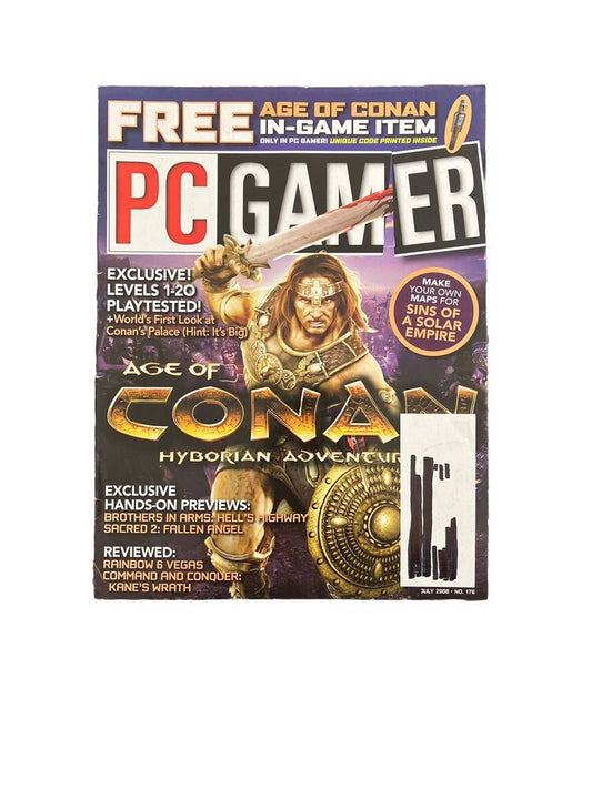 JULY 2008 PC GAMER #176 video game magazine -CONAN HYBORIAN ADVENTURES-Demo Disc