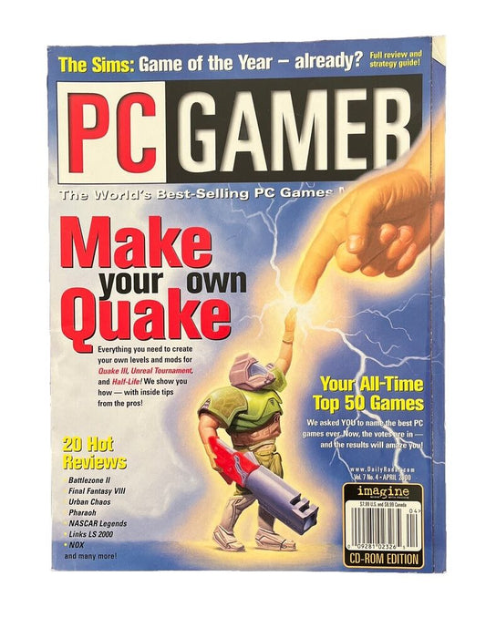 Collectable PC GAMER Magazine Vol. 7 No. 4 April 2000 - Make Your Own Quake